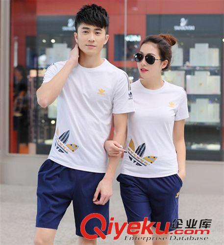 短袖套裝 2015夏情侶休閑運(yùn)動(dòng)短袖套裝男女純棉立領(lǐng)開胸拼色運(yùn)動(dòng)服衛(wèi)衣套裝