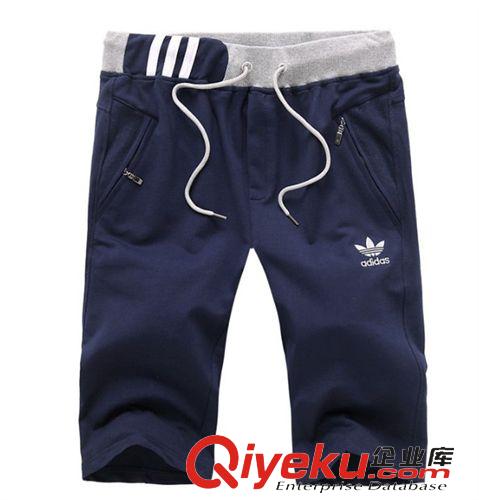 褲子 一件代發(fā) 夏季男士運(yùn)動短褲七分褲純棉透氣休閑男褲子撞色松緊腰原始圖片2