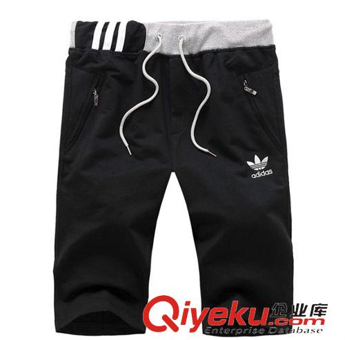 褲子 一件代發(fā) 夏季男士運(yùn)動短褲七分褲純棉透氣休閑男褲子撞色松緊腰原始圖片3