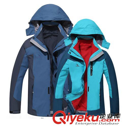 沖鋒衣 戶外沖鋒衣男防水三合一兩件套抓絨內膽沖鋒衣情侶款登山釣魚服女原始圖片2