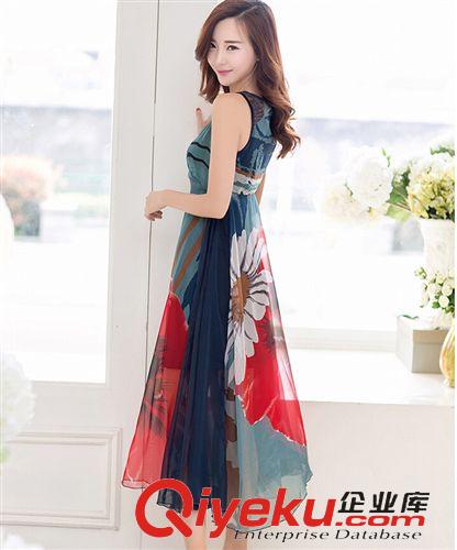 連衣裙系列 一件代發 新款女裝時尚大牌印花雪紡連衣裙 波西米亞背心長裙原始圖片2