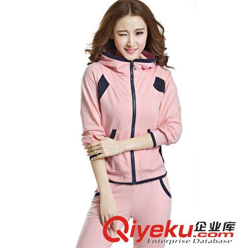 女士休閑套裝  新品促銷 女韓版大碼修身運(yùn)動(dòng)套裝 時(shí)尚拼接連帽休閑套裝原始圖片3