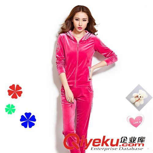 女士休閑套裝  新品促銷 女韓版大碼修身運(yùn)動(dòng)套裝 時(shí)尚拼接連帽休閑套裝