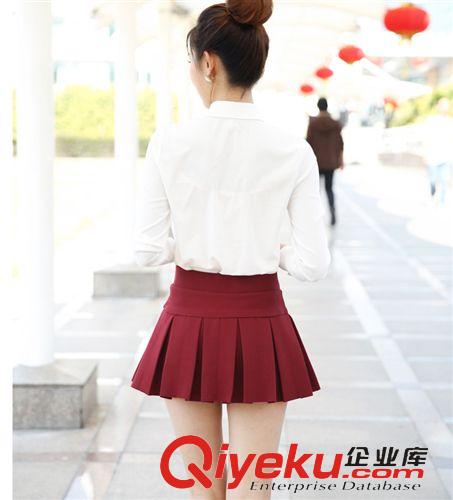 半身裙 褲裙  實拍  2015春夏新款韓版顯瘦高腰百褶裙 百搭半身裙 短裙直批原始圖片2