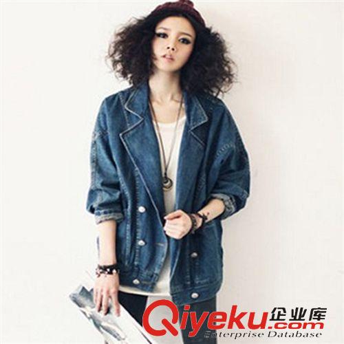 衛(wèi)衣  2014春季新款歐美復(fù)古中性西裝領(lǐng)牛仔夾克牛仔服女外套8136
