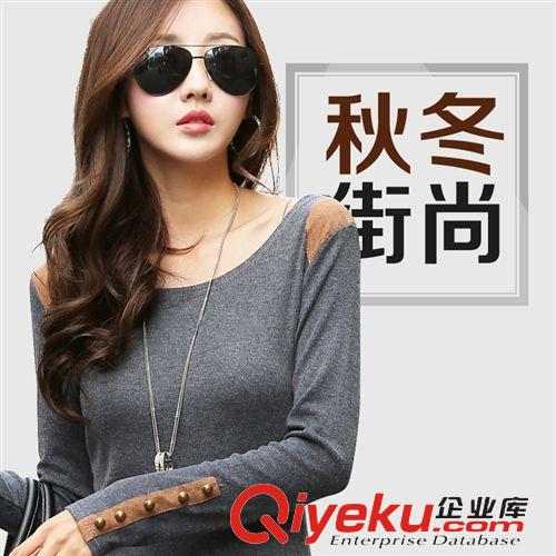 連衣裙 2014秋款款韓版大碼加絨加厚圓領打底衫中長款包臀女式修身T恤原始圖片3