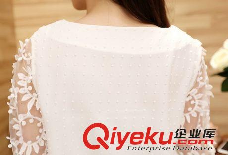 2015新款雪紡衫/蕾絲衫 夏裝新款韓版女裝優(yōu)雅收腰顯瘦雪紡上衣打底衫潮原始圖片2