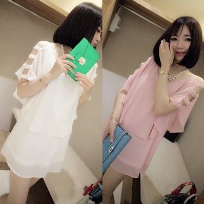 2015新款女式休閑套裝 2015夏新韓版女士漏肩荷葉邊短袖雪紡衫上衣闊腿麻料短褲兩件套裝