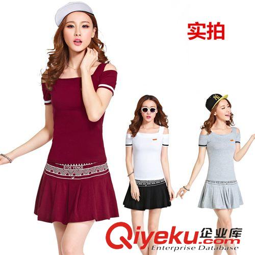 2015新款女式休閑套裝 2015夏季韓版短袖套裝時尚圓領(lǐng)T恤運動服修身顯瘦