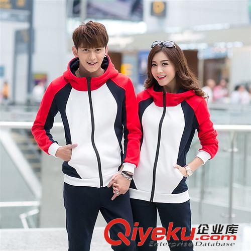情侶裝/親子裝 韓版運動套裝冬季抓絨加厚情侶休閑運動服衛衣三件套套裝女