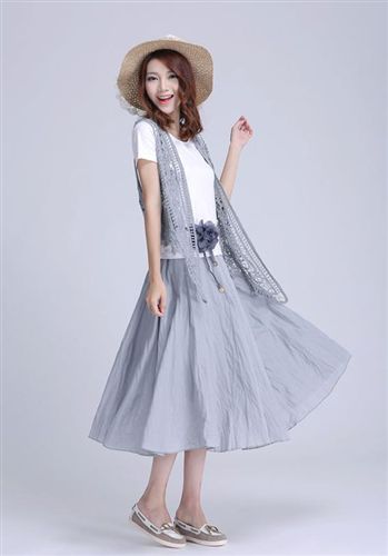 小清新棉麻系列 2015年夏季新款波西米亞風(fēng)三件套休閑甜美淑女棉麻氣質(zhì)連衣裙長裙原始圖片2
