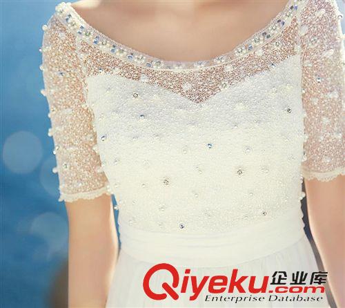 波西米亞長(zhǎng)裙 夏季白色蕾絲拼接雪紡連衣裙釘珠波西米亞長(zhǎng)裙顯瘦度假沙灘長(zhǎng)裙子原始圖片3