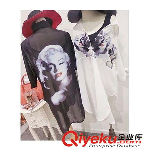 夏季防曬衣 歐美風渲染小鳥印花真絲雪紡寬松立領(lǐng)長款襯衫連衣裙防曬衣