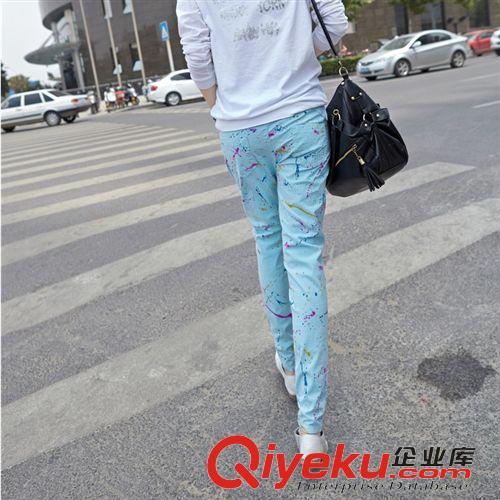 打底褲 休閑褲 新款2015休閑亞麻女褲糖果色哈倫褲 女寬松修身顯瘦小腳長褲