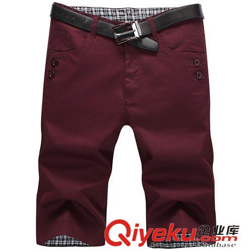 休閑褲 2015夏爆款男裝韓版純色短褲修身休閑薄款中褲五分褲 男士沙灘褲原始圖片2