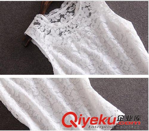 2015.6月{dy}周新品 現貨2015新款歐美dp蕾絲無袖上衣+印花包臀魚尾半身裙套裝原始圖片2