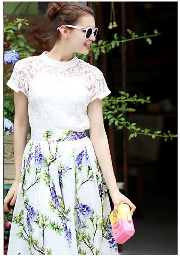 2015.6月{dy}周新品 廠家促銷歐美dp蕾絲無袖上衣帶吊帶印花大擺半身裙三件套裝原始圖片2
