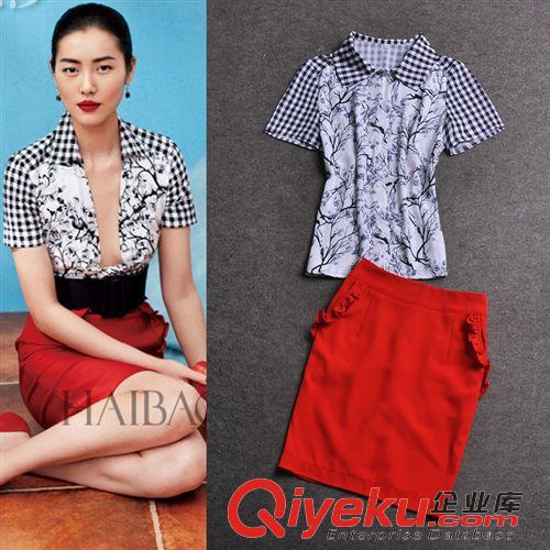2015.6月{dy}周新品 廠家促銷歐美dp蕾絲無袖上衣帶吊帶印花大擺半身裙三件套裝