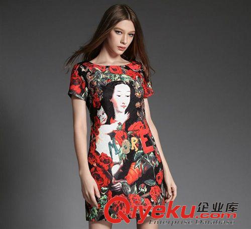 歐美風(fēng) 2015夏季上新品春裝新款印花修身套裝裙娃娃領(lǐng)時(shí)尚休閑套裝女裝潮