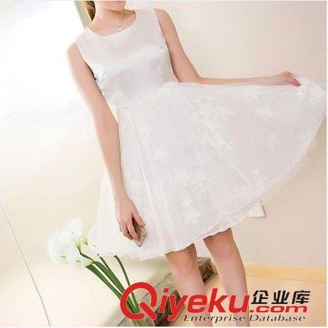 韓版系列 2015夏季新款歐根紗連衣裙女韓版中長款大裙擺仙女蓬蓬連衣裙子女原始圖片3