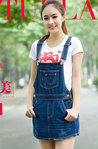 時尚牛仔系列 廠家直銷 2015春季韓版牛仔裙背帶裙半身裙女潮學院甜美風吊帶裙原始圖片2