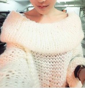 毛衣 針織系列 2015新款日系露肩一字領毛衣女歐洲站中長款寬松套頭針織衫原始圖片2
