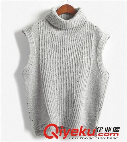 馬甲背心款 現貨 2015新款高領加厚海馬毛毛衣女套頭 打底保暖無袖毛線馬甲