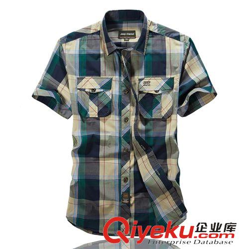 男短袖襯衫 2015夏季新品 男純棉格仔襯衫 男式短袖襯衣 男短袖大碼襯衣批發