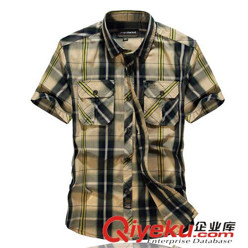 男短袖襯衫 2015新品夏季爆款短袖純棉襯衫 男裝大碼肥仔襯衣 男短袖襯衣批發