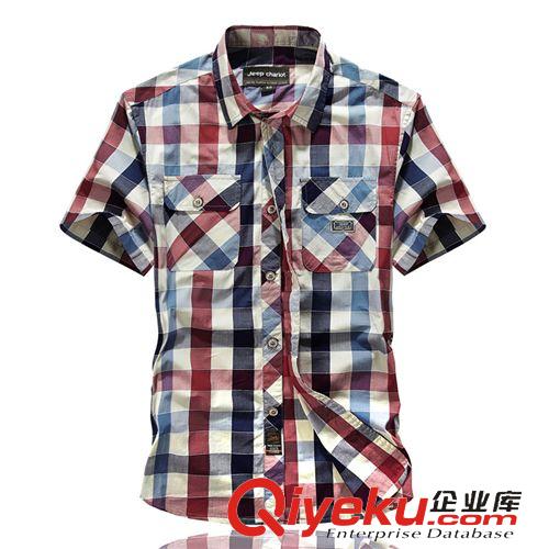 男短袖襯衫 2015新品夏季爆款短袖純棉襯衫 男裝大碼肥仔襯衣 男短袖襯衣批發
