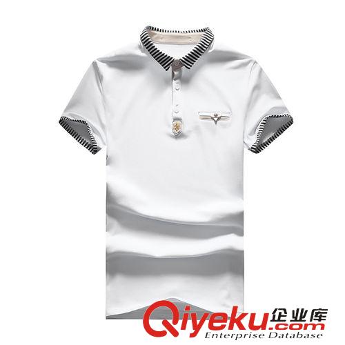 男短袖T恤 2015新款男士春裝t恤短袖時(shí)尚男式翻領(lǐng)純色T恤男裝 廠家直銷代發(fā)原始圖片3