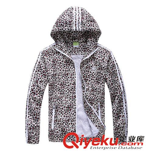 男夾克外套 2015年春季新款上市 時(shí)尚連帽休閑運(yùn)動豹紋舒適情侶款外套批發(fā)