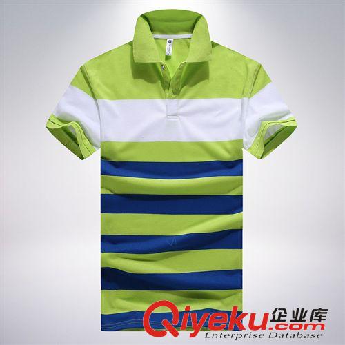 主推款 廠家直銷(xiāo)夏季新款條紋全棉翻領(lǐng)男士短袖男式短袖純棉短袖t恤男