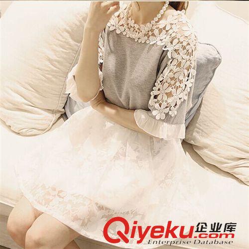 連衣裙 2015韓國夏季新款氣質(zhì)印花百褶裙歐根紗半身裙原始圖片2
