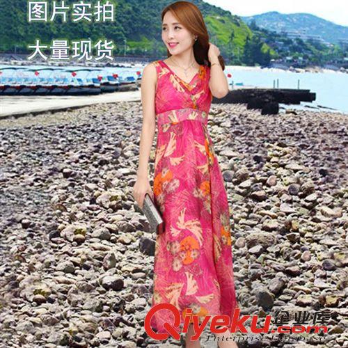 波西米亞風 2015夏季新款碎花中長款波希米亞風連衣長裙