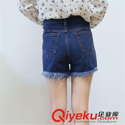 6月新款 批發2015東大門夏季排扣毛邊卷邊顯瘦牛仔短褲歐美風女潮原始圖片3