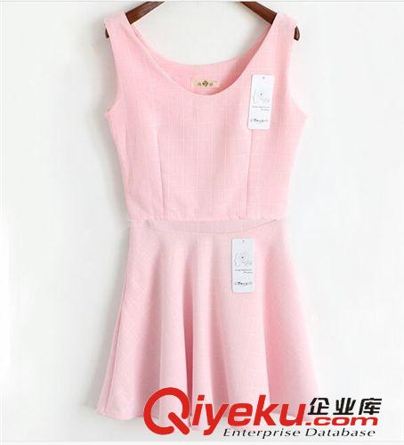 4月新款 2015夏季新款韓國代購淑女優(yōu)雅氣質(zhì)百搭細格子閨蜜套裝潮范原始圖片3