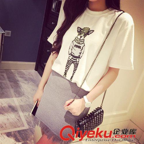 閨蜜裝 2015夏季新款百搭卡通狗狗短袖T恤女原始圖片3