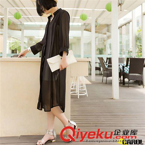 防曬服 2015夏季新款韓版七分袖中長款雪紡開衫外套防曬衣女必備潮