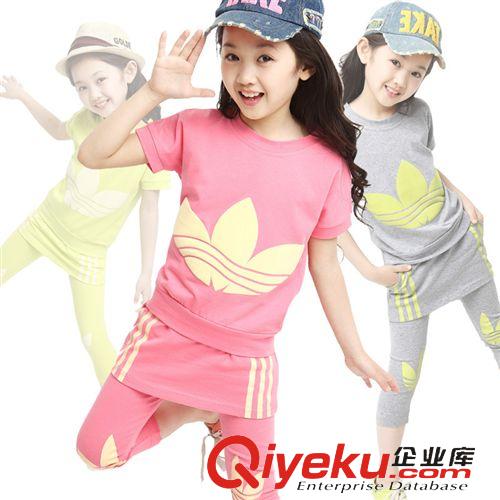 童套裝 女童夏裝套裝2015純棉短袖中大童兒童新款韓版寶寶休閑運動兩件套