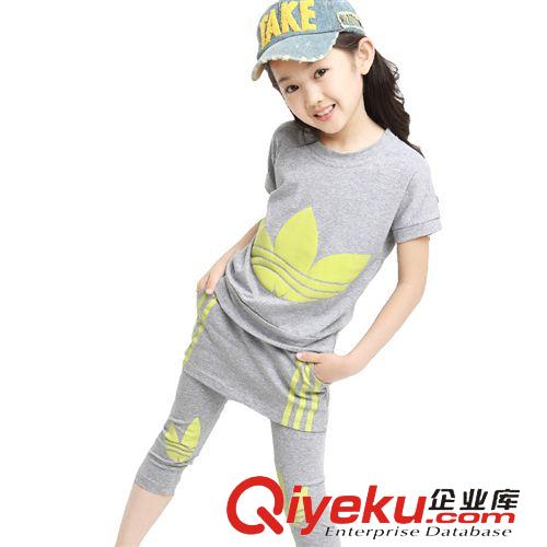 童套裝 女童夏裝套裝2015純棉短袖中大童兒童新款韓版寶寶休閑運動兩件套