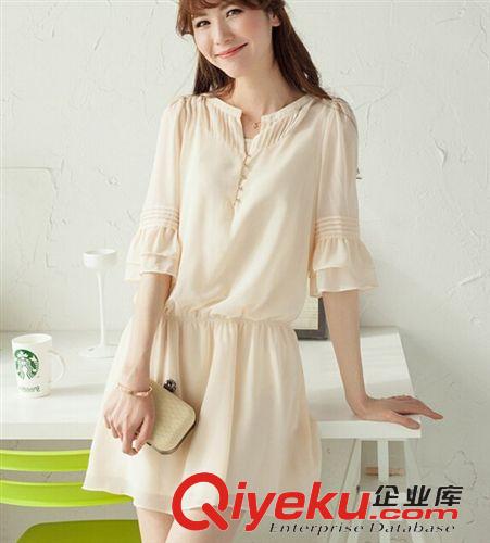 連衣裙、連體褲 夏季新款禮服公主袖大碼女裝雪紡氣質七分袖連衣裙原始圖片3