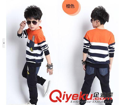 2015---春款套裝---[專區(qū)] 2015春款童裝 韓版純棉條紋口袋男童品質(zhì)兩件套 童套裝 廠家直銷原始圖片3