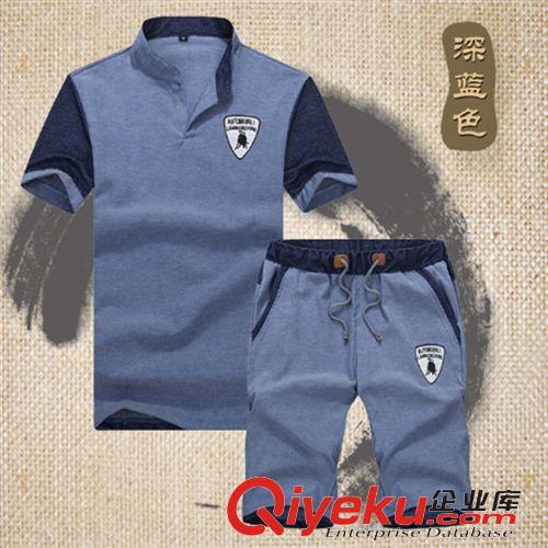 夏季套裝 2015新款亞麻套裝男批發(fā) 夏季男士短袖短褲運動休閑套裝 一件代發(fā)