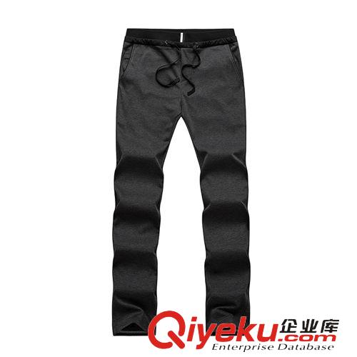 褲子 現貨供應 韓版都市時尚男士系帶閉襟男褲 純棉舒適純色男士長褲原始圖片2