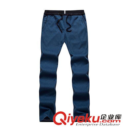 褲子 現貨供應 韓版都市時尚男士系帶閉襟男褲 純棉舒適純色男士長褲原始圖片3