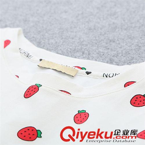 2015年6月新品 2015夏季短袖t恤女款 韓版時尚趣味水果中長款T恤阿里巴巴批發網