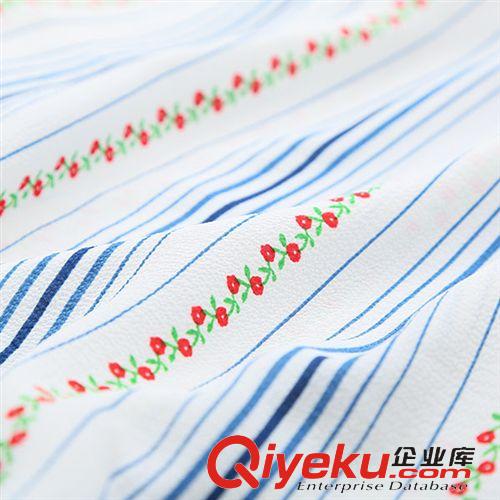 2015年6月新品 2015夏季新款女士襯衫  韓版時(shí)尚可愛條紋雪紡碎花五分袖娃娃襯衫