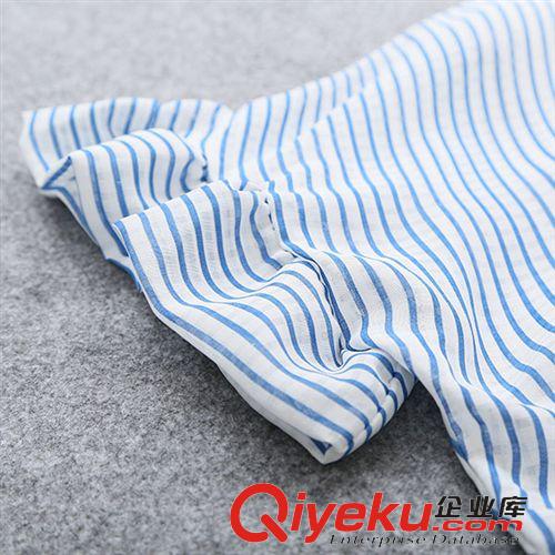 2015年6月新品 2015夏季新款女士襯衫  韓版寬松百搭款翻領(lǐng)荷葉邊短袖條紋襯衫女