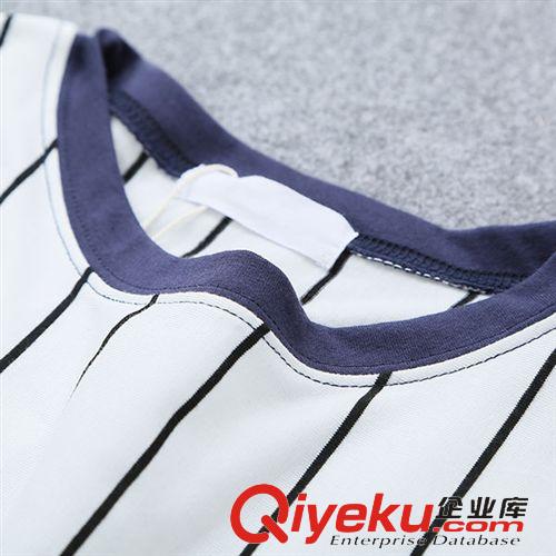 2015年5月新品 2015夏季新款女式T恤批發 韓版休閑T恤女 寬松五分袖條紋棒球服女原始圖片3